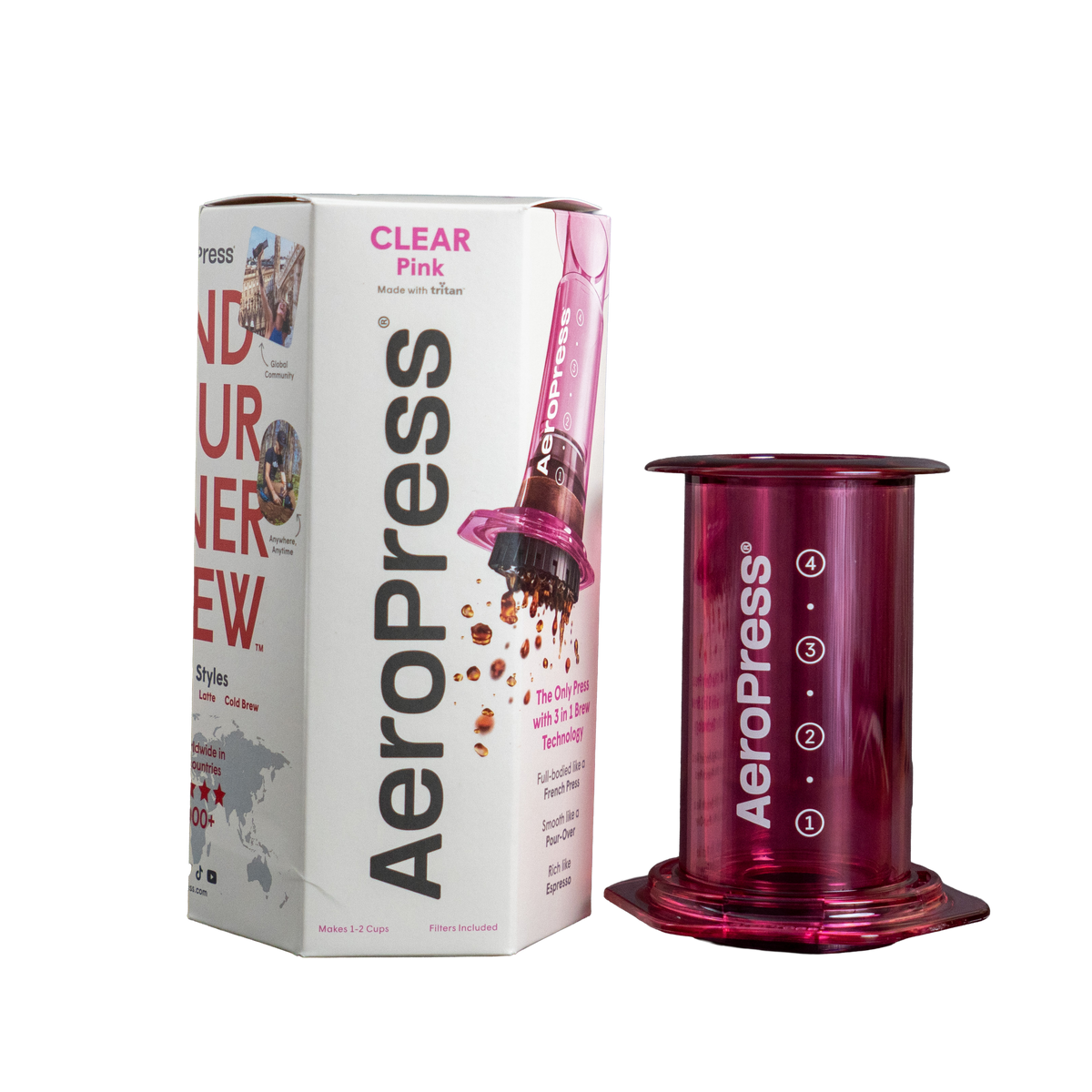 AeroPress Clear Coffee Makers - Clear & Colours