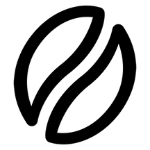 Black and white logo of two interlocking leaves on a white background