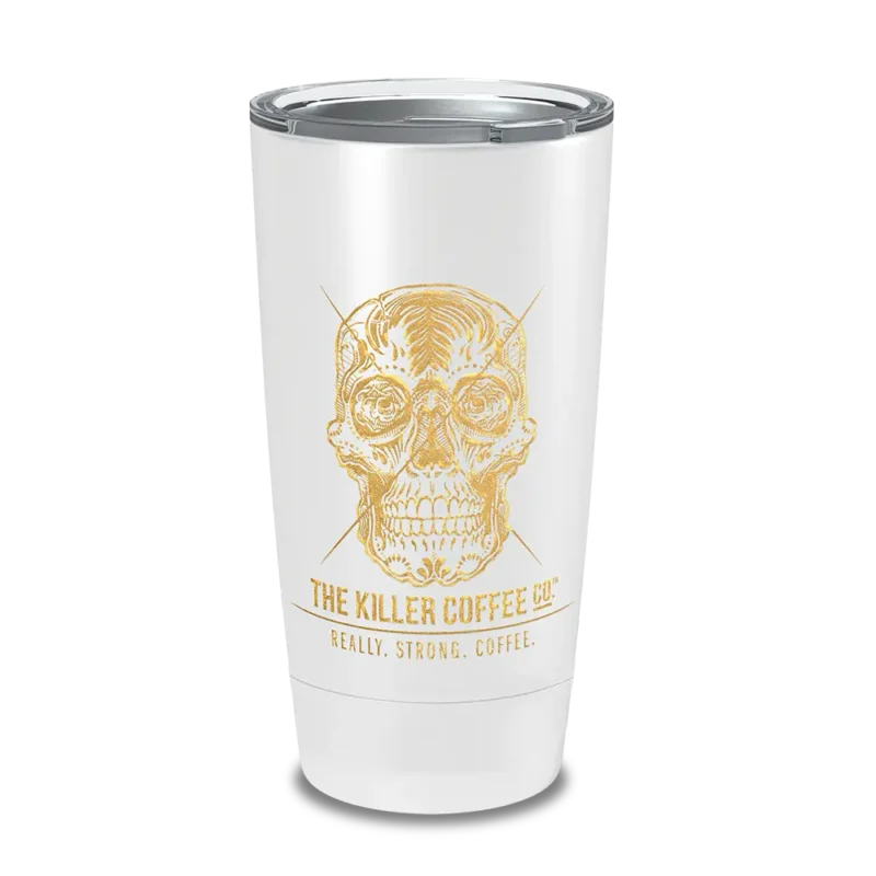 stainless steel double-walled killer coffee tumbler white