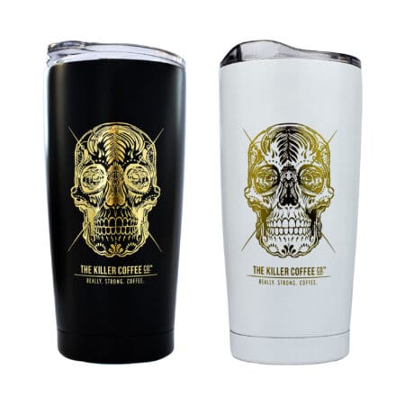 Killer Coffee thermal stainless steel tumbler with gold logo