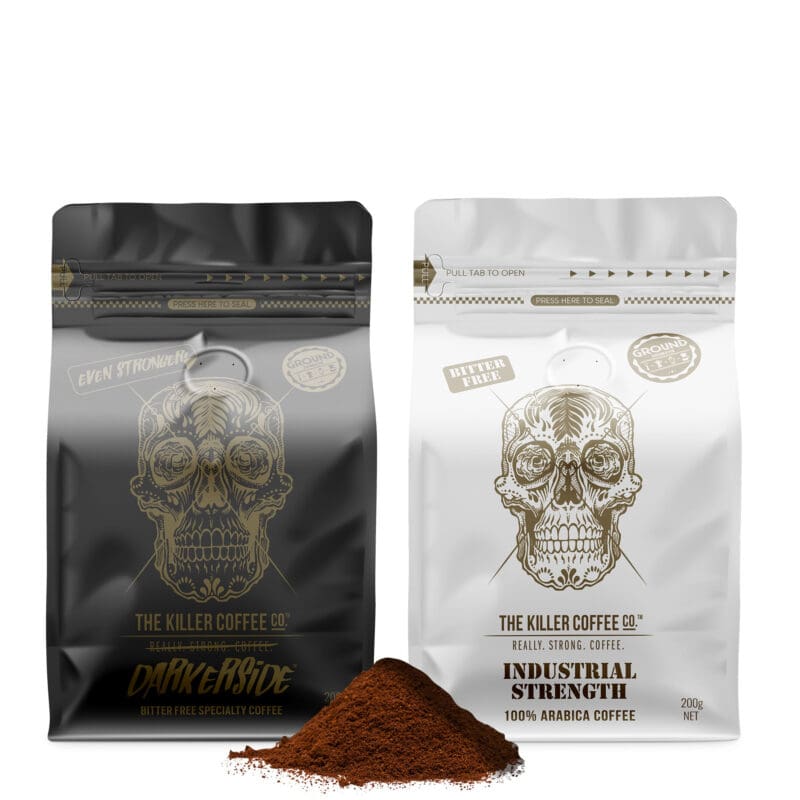 Killer Coffee Ground Challenge Pack Industrial Strength and Darkerside 200g