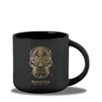 killer coffee mug gold black ceramic